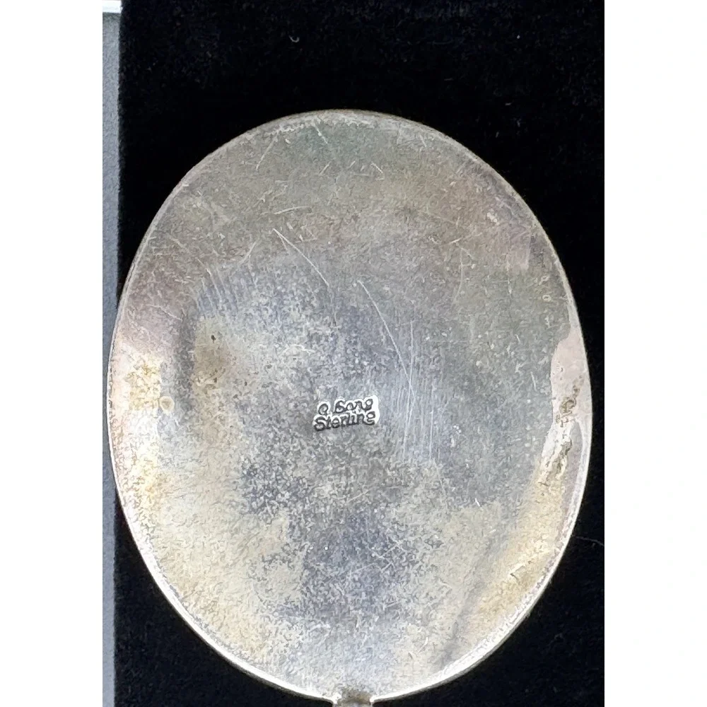 Q. Song Sterling Silver Lapis Lazuli Large Oval Statement Pendant Signed 50.5g